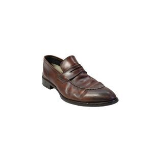 Di Bianco Mens Slip On Round Toe Leather Loafers Dark Brown Size 43